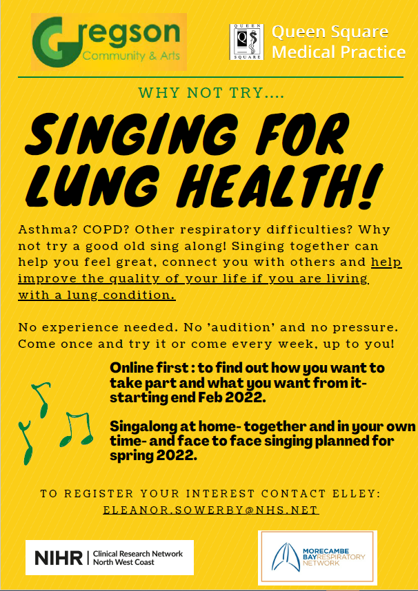 Singing for health poster - Email eleanor.sowerby@nhs.net to find out more